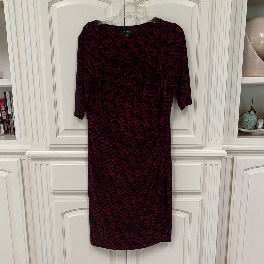 Ralph Lauren Burgundy and Black Midi Dress